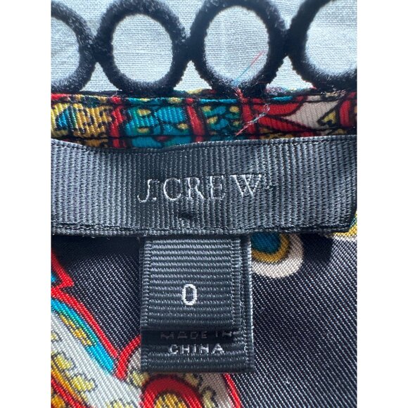 J Crew Silk Paisley Print Blouse With Decorative Neckline Details Size 0 Office - Picture 3 of 11